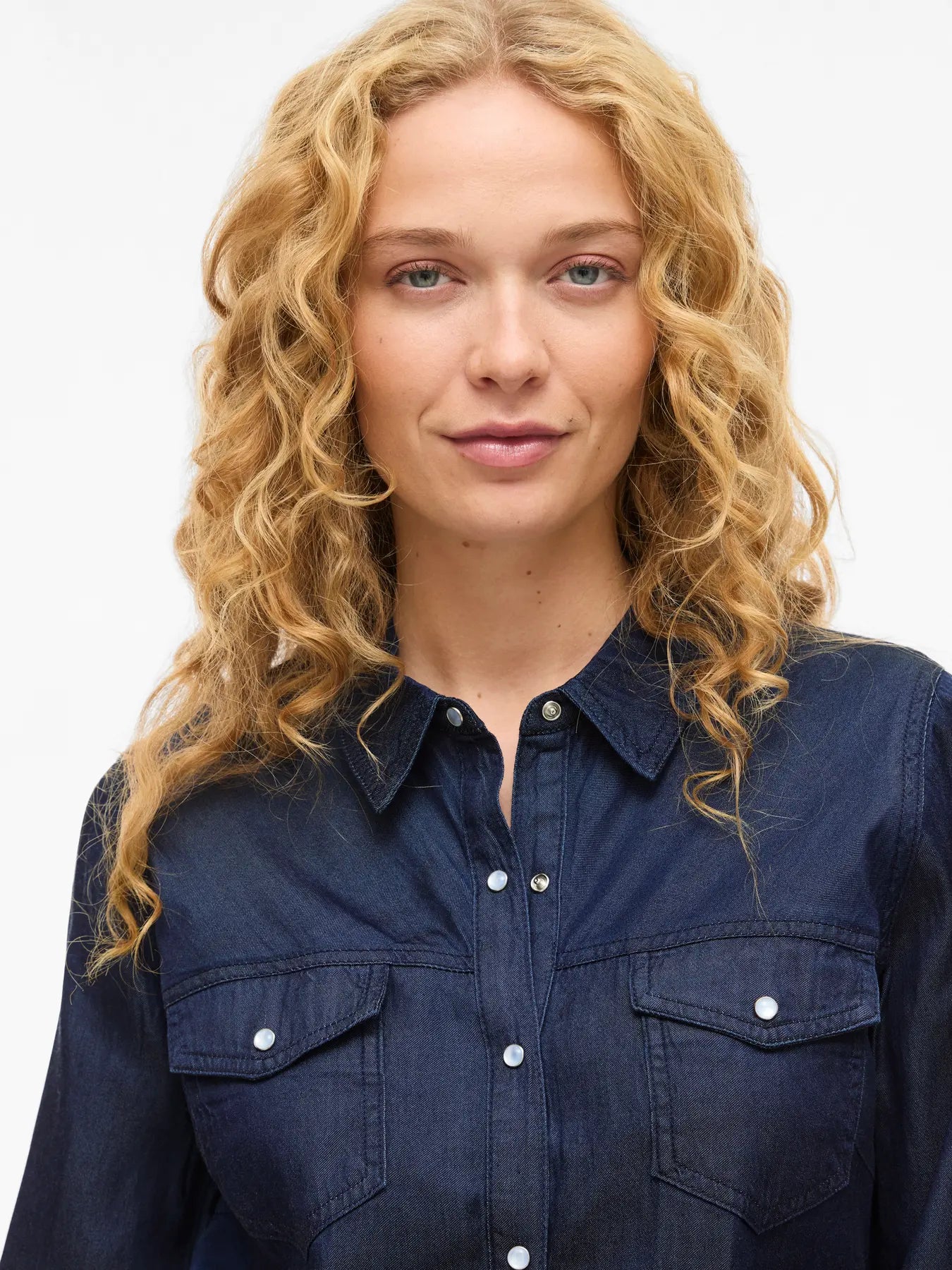 VILA VIBISTA DENIM SHIRT DARK BLUE