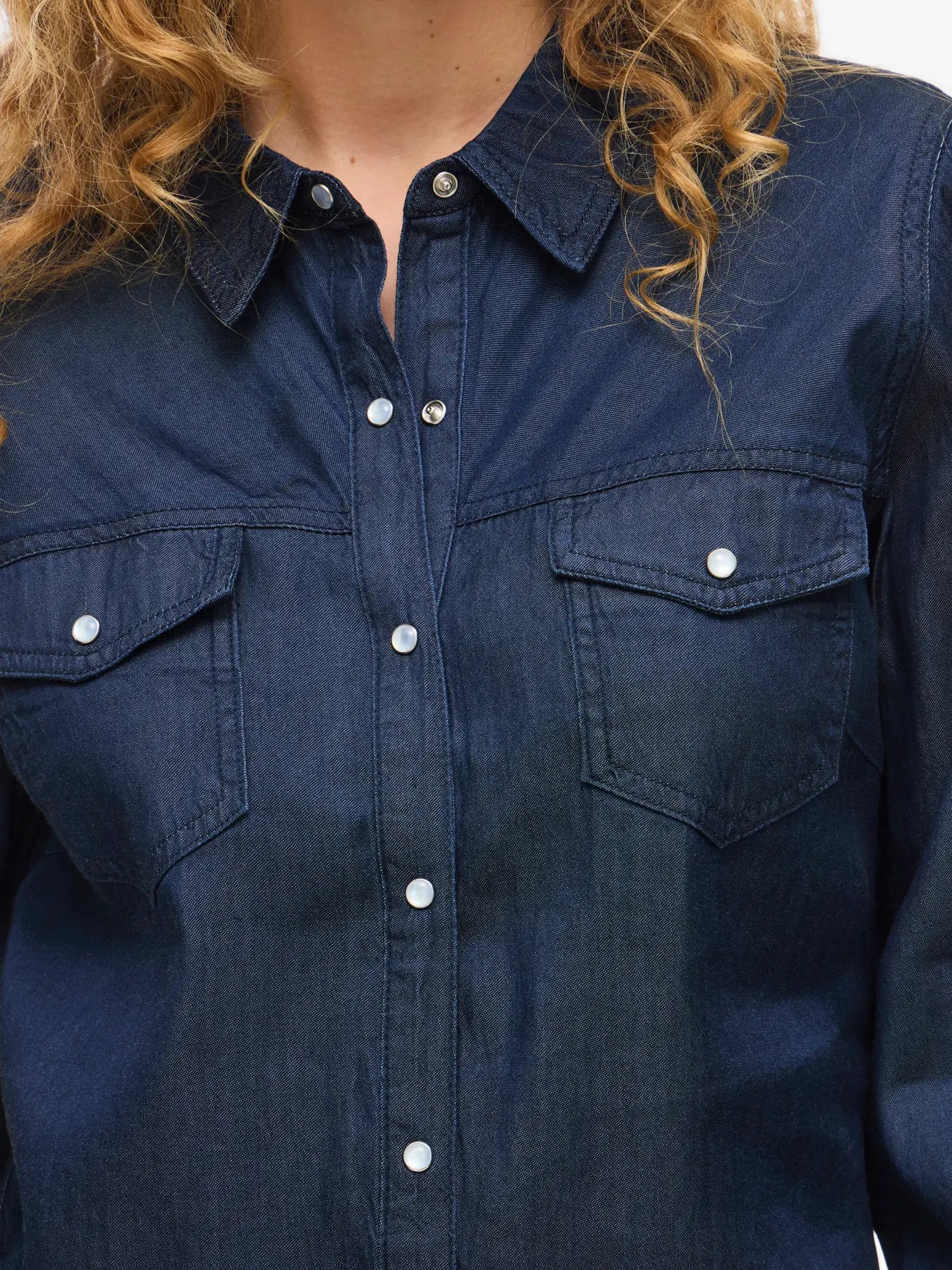 VILA VIBISTA DENIM SHIRT DARK BLUE