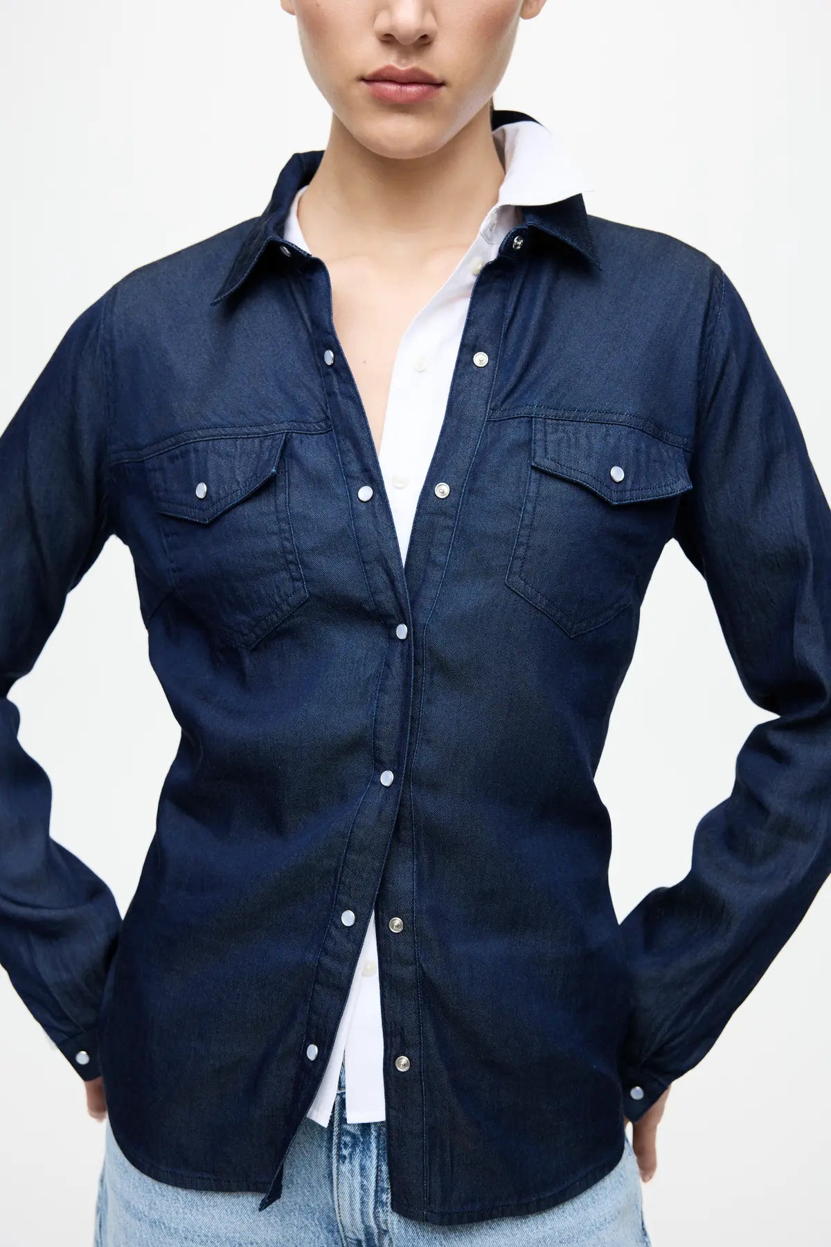 VILA VIBISTA DENIM SHIRT DARK BLUE