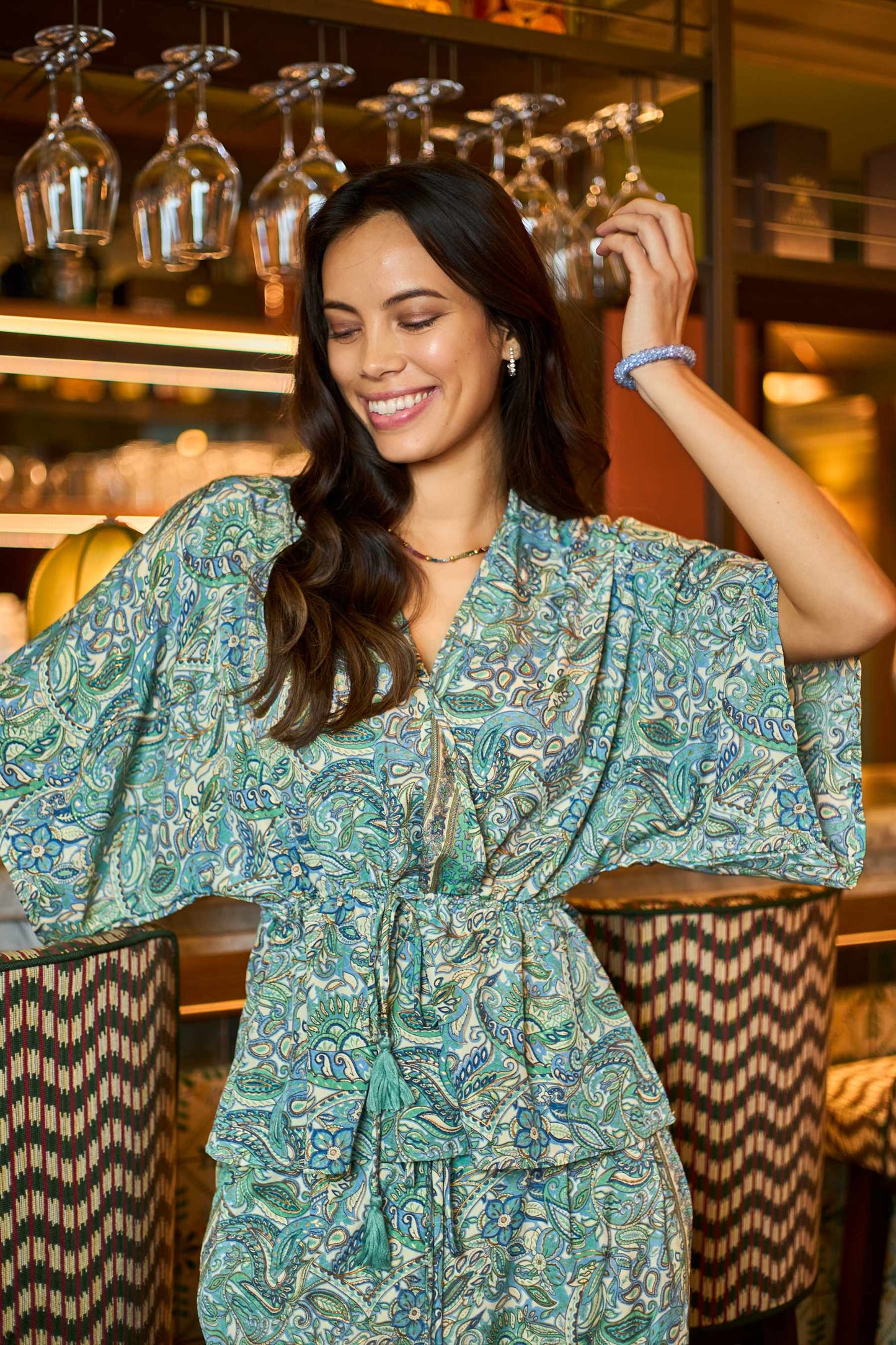 BC LUNA V-NECK BLOUSE SEA GREEN