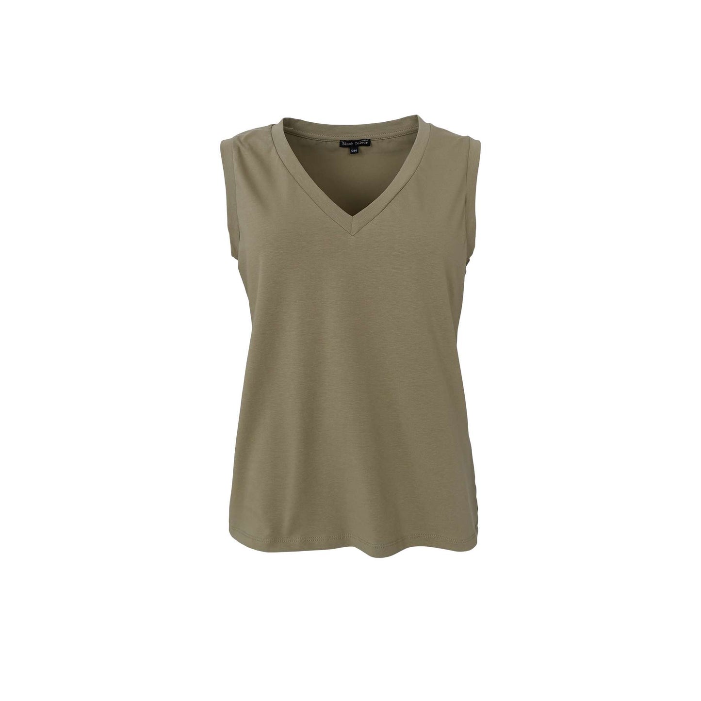 BLACK COLOUR MAY V-NECK TOP LT ARMY