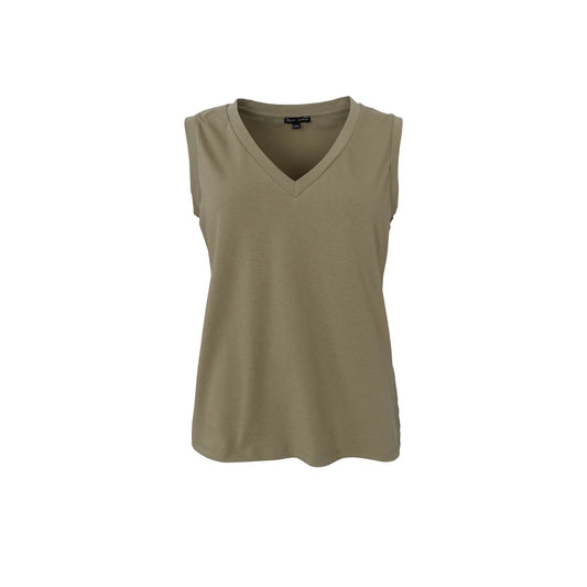 BLACK COLOUR MAY V-NECK TOP LT ARMY